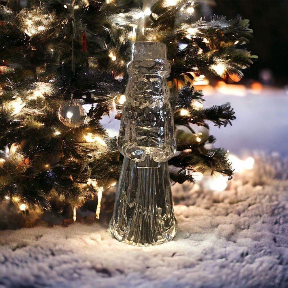 Vintage Lead Crystal Santa Taper Candle Holder